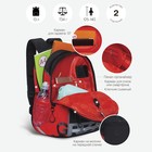 Рюкзак школьный 40 х 27 х 16 см, Grizzly, эргономичная спинка, отделение для ноутбука, чёрный/красный - Фото 2