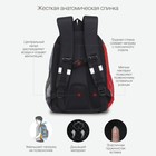 Рюкзак школьный 40 х 27 х 16 см, Grizzly, эргономичная спинка, отделение для ноутбука, чёрный/красный - Фото 3