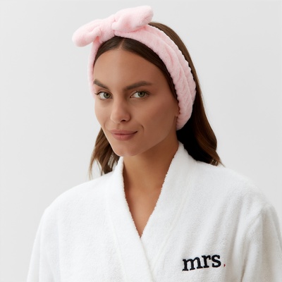 Повязка для умывания из микрофибры Доляна «Бантик», розовая