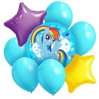 Букет из шаров "Радуга Дэш",фольга, латекс, набор из 8 шт., My little pony - фото 108863623