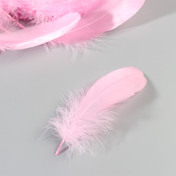 Набор перьев гуся 13-18 см, 20 шт, ярко-розовый
