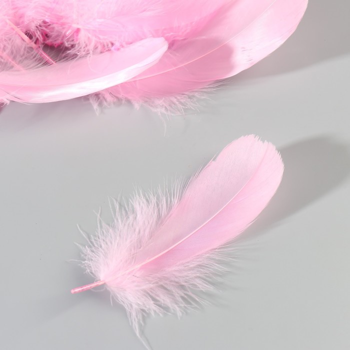 Набор перьев гуся 13-18 см, 20 шт, ярко-розовый