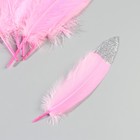 Набор перьев гуся 15-20 см, 10 шт, ярко-розовый с серебрянной крошкой - фото 7008014
