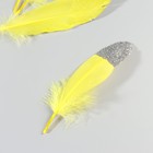 Набор перьев гуся 15-20 см, 10 шт, жёлтый с серебрянной крошкой - фото 7008038