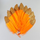Набор перьев гуся 15-20 см, 10 шт, оранжевый с золотой крошкой - фото 7008061