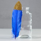 Набор перьев гуся 15-20 см, 10 шт, синий с золотой крошкой - фото 281860694