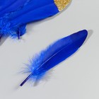 Набор перьев гуся 15-20 см, 10 шт, синий с золотой крошкой - фото 7008075