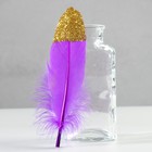 Набор перьев гуся 15-20 см, 10 шт, фиолетовый с золотой крошкой - фото 7008080