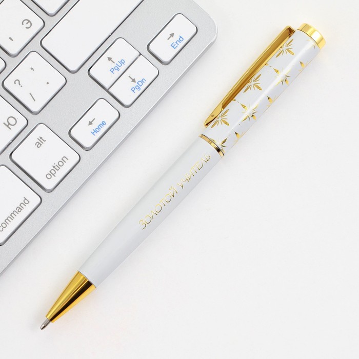 Ручка в подарочном футляре «Золотому учителю», металл, синяя паста, пишущий узел 1.0 мм - фото 1907782867