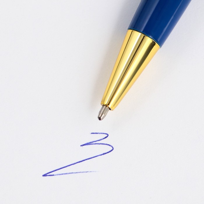 Ручка в подарочном футляре «Золотой учитель», металл, синяя паста, пишущий узел 1.0 мм - фото 1904874165