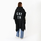 Дождевик взрослый пончо FCKNG WTHR, на кнопках, оверсайз, чёрный - Фото 5