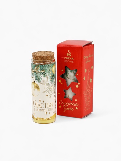 Свеча ароматическая новогодняя «Счастья», аромат миндаль, 8,5 х 2,9 см