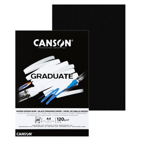 Альбом для графики CANSON Graduate, А4, 20 листов, на склейке, чёрный, 120 г/м2
