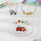 Набор стеклянной детской посуды «Спецтехника», 3 предмета - фото 5711474