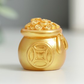 Сувенир полистоун "Горшочек с золотыми монетами" 3х3 см