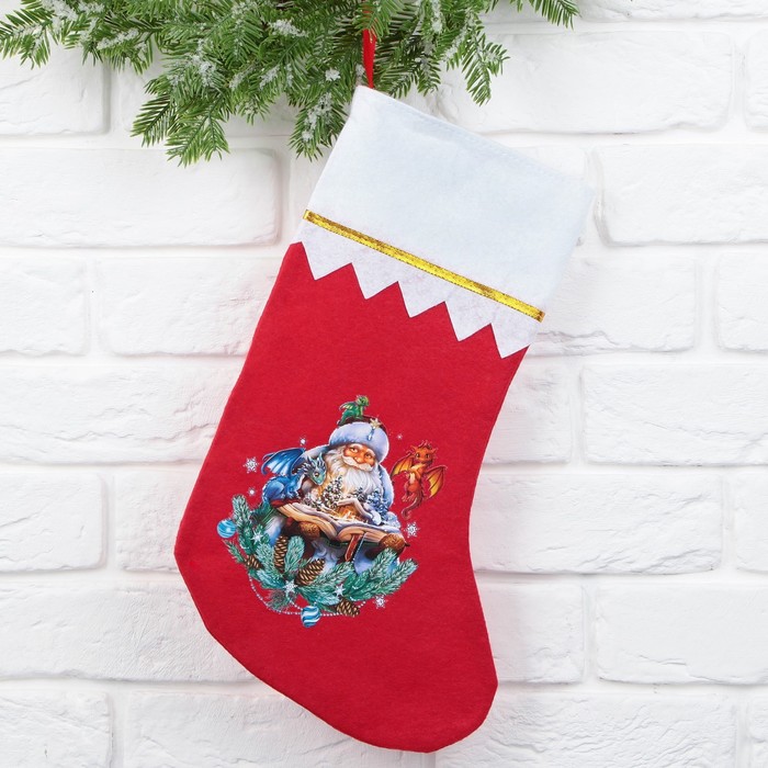 Мешок - носок для подарков «Дед Мороз» - Фото 1