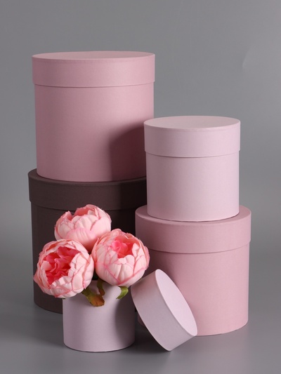 Набор круглых подарочных коробок 5 в 1, «Тепло» 20×20-11×11