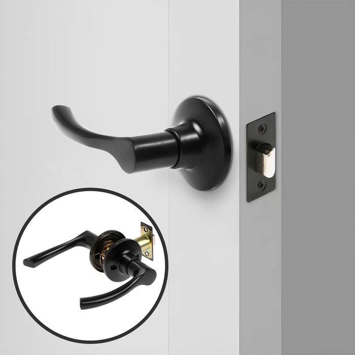 Защелка (мод.3186), межкомнатная, матовая, чёрная - Фото 1