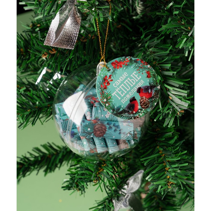 Ёлочный шар со свитками новогодний «Самые теплые пожелания», на Новый год, 30 свитков