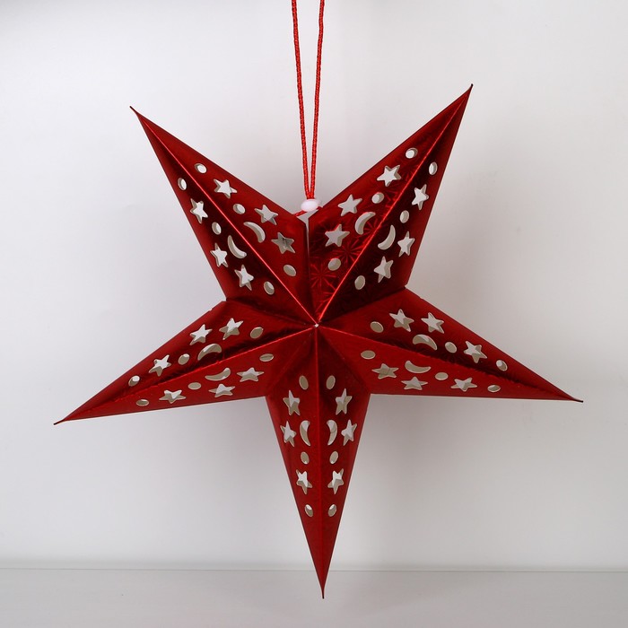 Новогоднее ёлочное украшение звезда с гирляндой «Бой курантов», 45×45 см, модель G-15