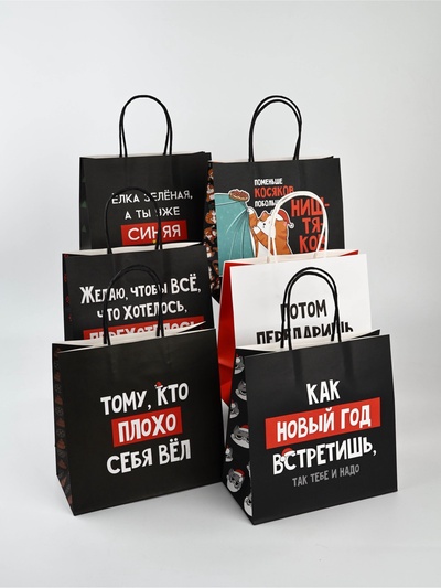 Пакеты подарочные новогодние «Так тебе и надо», набор 6 шт.