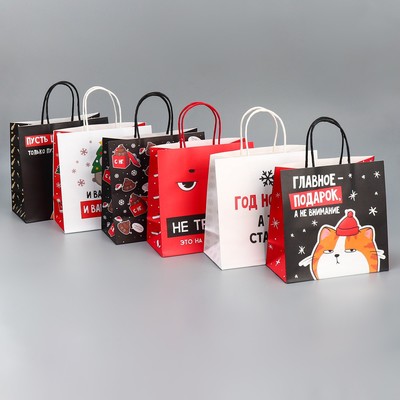 Пакеты подарочные новогодние «Это на Новый год», набор 6 шт.