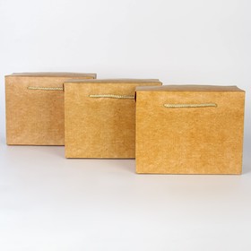 Набор пакетов—коробок «крафтовых», 23 × 18 × 11 см