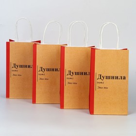 Набор пакетов подарочных крафтовых «Душнила», 12 × 21 × 9 см