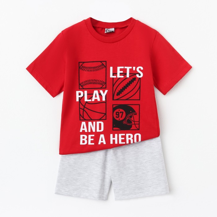 Комплект (футболка/шорты) для мальчика, цвет красный, рост 116 см