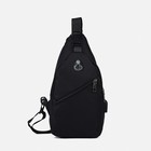 Сумка слинг, разъём для наушников, с USB, текстиль, цвет чёрный 7877647