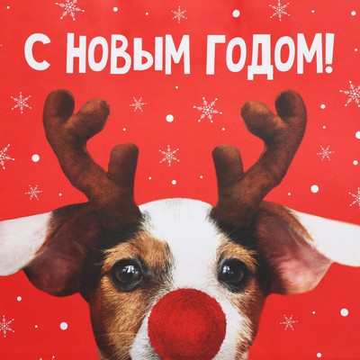 Пакет подарочный новогодний крафтовый «С Новым годом», 28×32×15 см