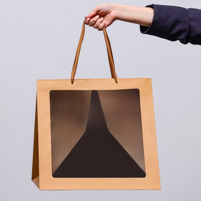 Пакет подарочный, крафт, с окном, 40×40×40 см