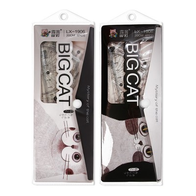 Набор геометрический «Котик»(линейка, транспортир, 2 угольника) в пенале, МИКС