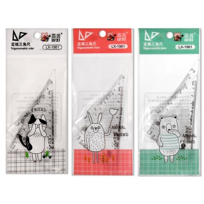 Набор треугольников, 2 штуки, 10 см «Животные», прозрачный, пластик, в пакете