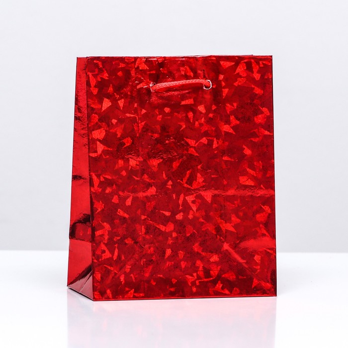 Пакет подарочный, фольгированный, "Красный" 14 Х 11 Х 5 см - Фото 1