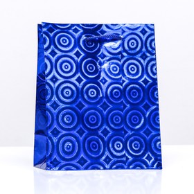 Пакет подарочный, фольгированный, "Синий"  14 Х 11 Х 5 см