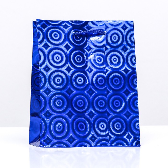 Пакет подарочный, фольгированный, Синий 14 Х 11 Х 5 см