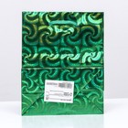 Пакет подарочный, фольгированный, "Зеленый"  14 Х 11 Х 5 см - Фото 2