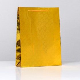 Пакет подарочный, фольгированный, "Золото" 34 Х 26 Х 8 см