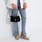 Сумка женская багет на молнии, 22×7×12 см, чёрная - Фото 2