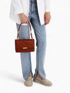 Сумка женская мессенджер на магните, 22×6×14 см, со стёжкой, коричневая - Фото 2