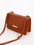 Сумка женская мессенджер на магните, 22×6×14 см, со стёжкой, коричневая - Фото 9