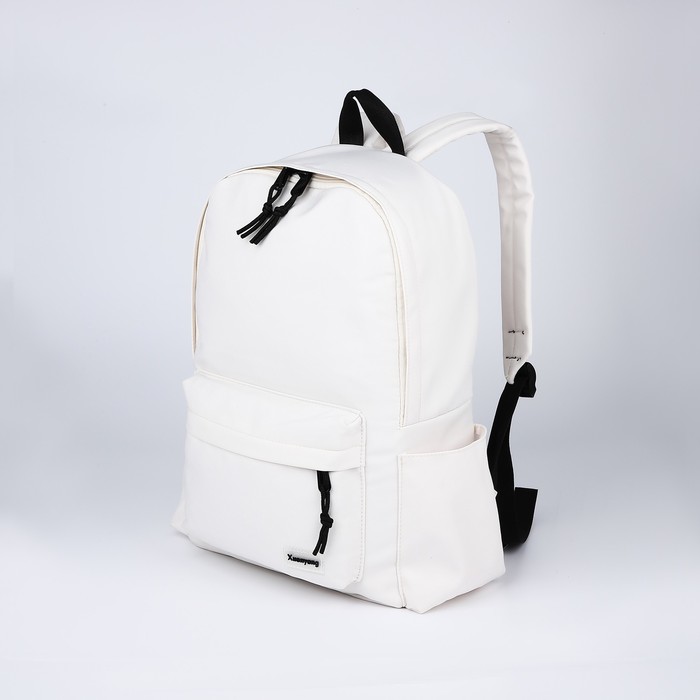 Рюкзак на молнии, 4 наружных кармана, цвет белый - Фото 1