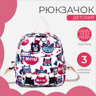 Рюкзак 20*9*23 см, 1 отд на молнии, 3 н/кармана, коты, розовый - фото 4831202