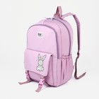 Рюкзак школьный из текстиля, 3 кармана, цвет розово-сиреневый - фото 22407787