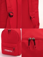 Рюкзак школьный на молнии, с карманами, однотонный, размер 30×16×39 см, красный - Фото 6