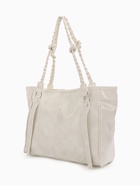 Сумка-шопер женская на молнии, размер 44×10×29 см, однотонная, белая - Фото 5