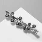 Брошь «Веточка» с жемчугом, цвет серый в чернёном серебре - Фото 2