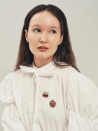 Брошь «Гранат» с косточками, красно-чёрная в чернёном серебре - Фото 2