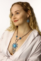 Набор 2 предмета: серьги, колье «Индия», цвет голубой в чернёном серебре, 50 см - Фото 3